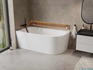The North Bath Calia wanna wolnostojąca przyścienna lewa 150x75cm + syfon Klik-klak 6845-1501L