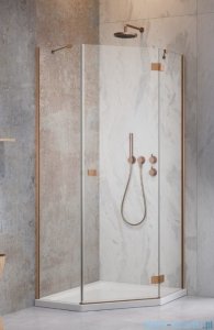 Radaway Essenza Ptj Brushed Copper kabina pięciokątna 90x90cm prawa szczotkowana miedź 1385010-93-01R/1385050-01-01