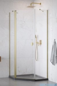 Radaway Nes Brushed Gold Ptj kabina pięciokątna 90x100cm lewa złoto szczotkowane 10052000-99-01L/10052800-99-01