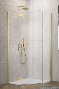 Radaway Essenza 8 Gold Ptj kabina pięciokątna 100x100cm lewa złoty połysk/szkło przejrzyste 10490000-09-01L/10490300-01-01