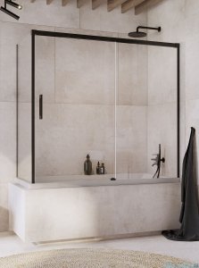 Radaway Idea Black Pn Dwj+S parawan nawannowy 160x75cm prawy czarny mat/szkło przejrzyste 10042160-54-01R/10005075-54-01L