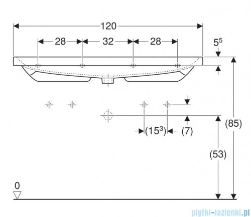 Geberit Acanto Umywalka ścienna bez otworu na baterię 120x48 cm KeraTect 501.880.00.8