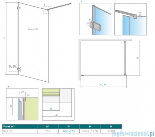Radaway Euphoria Walk-in V kabina 70cm szkło przejrzyste 383117-01-01