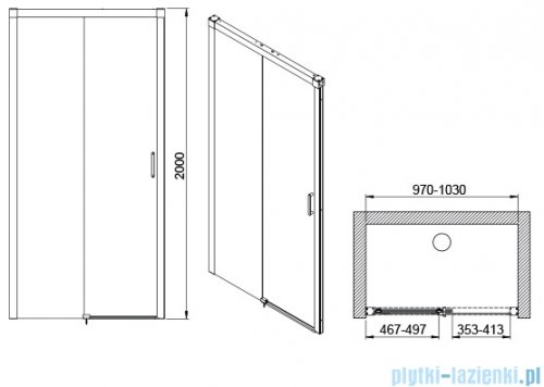 Sanplast Exa Line D2/EXA LINE drzwi przesuwne 100x200 cm czarny matowy 600-540-2500-59-401