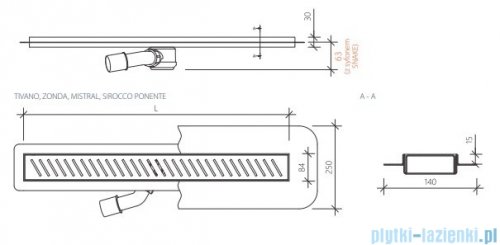 Wiper New Premium Mistral Odpływ liniowy z kołnierzem 60 cm poler 100.1970.01.060