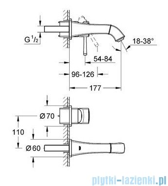 Grohe Bateria umywalkowa 2-otworowa Grandera chrom/złoty wysięg 177mm 19929IG0