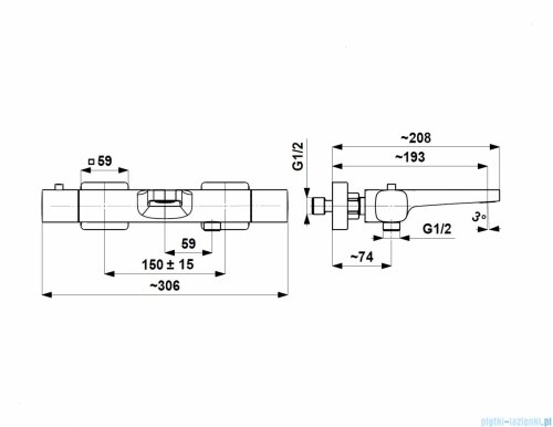 KFA MALAGA CHROM bateria termostatyczna wannowa 5754-010-00