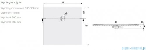 Sanplast Open Mineral B-M/OPEN brodzik kwadratowy 90x90x1,5 cm szary mleczny 645-430-0030-55-000