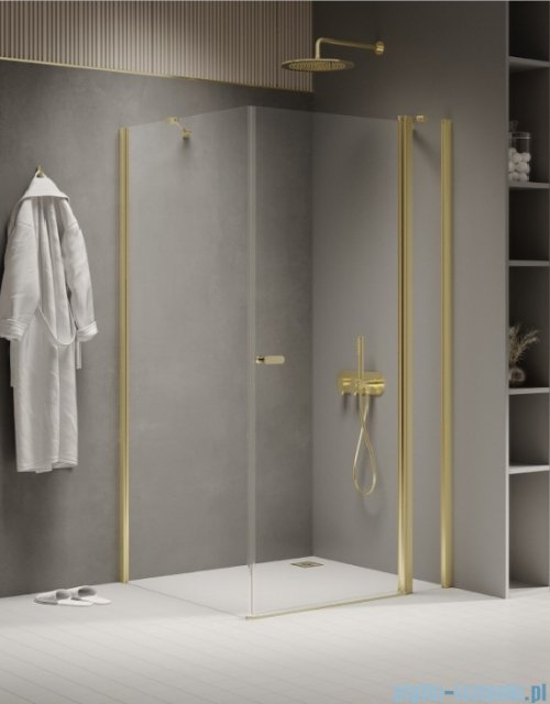 New Trendy New Soleo Light Gold 100x110x195 cm kabina wspornik skośny złoty połysk/szkło przejrzyste K-1861