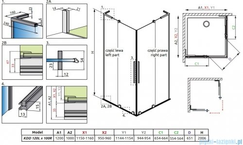 Radaway Furo SL KDD kabina 120x100cm chrom połysk/szkło przejrzyste 10305120-01-01L/10305100-01-01R