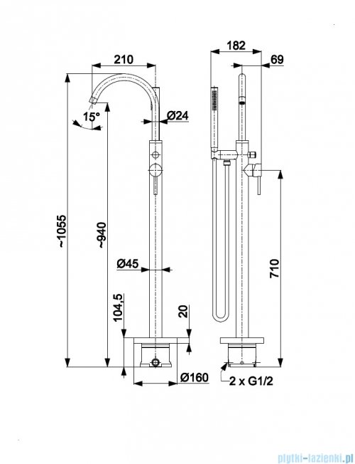 KFA MOZA ROSE GOLD bateria wannowa wolnostojąca miedź szczotkowana 5035-510-34