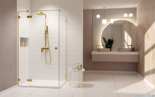 Radaway Essenza Pro Brushed Gold Kdj kabina 90x100cm lewa szczotkowane złoto 10097090-99-01L/10098100-01-01