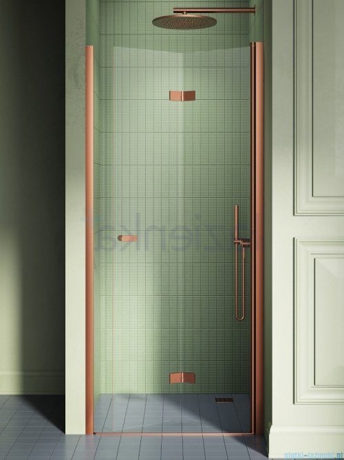 New Trendy New Soleo Copper Brushed drzwi wnękowe bifold 80x195 cm prawe miedź szczotkowana/szkło przejrzyste D-0502A