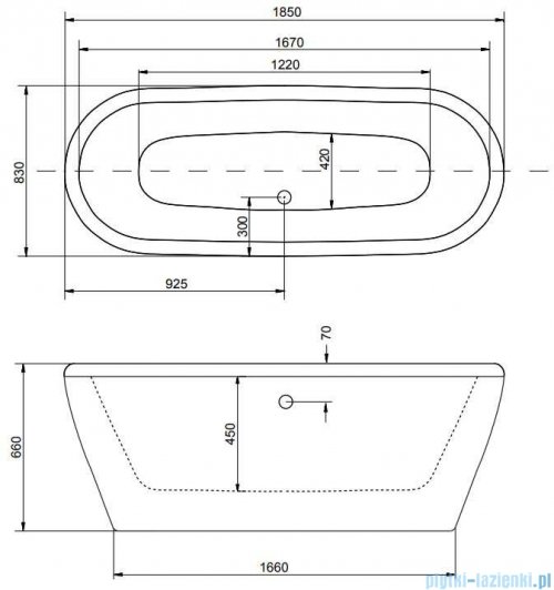 Besco Victoria wanna 185x83cm bez obudowy, bez przelewu #WKV-185WZ