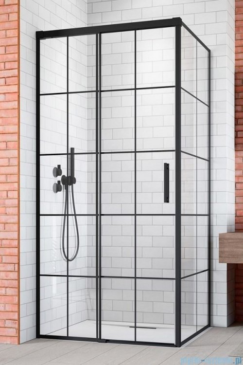 Radaway Idea Black Kdj Factory kabina prysznicowa 140x110 lewa czarny mat/szkło przejrzyste 387044-54-55L/387053-54-55R