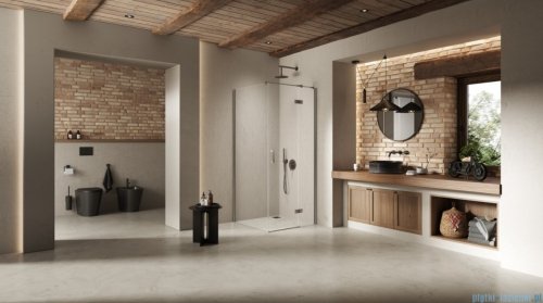 New Trendy Nesta Gunmetal Brushed kabina 100x120x200 cm prawa wspornik równoległy grafit szczotkowany/szkło przejrzyste K-4743