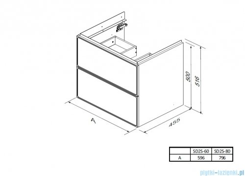 Oristo Lagom szafka podumywalkowa wisząca 80x50x45 Szaroniebieski mat OR53-SD2S-80-16