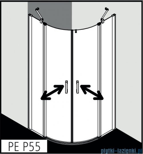 Kermi Pega kabina ćwierćkolista drzwi wahadłowe, 80x80 cm szkło przezroczyste PEP5508020VPK