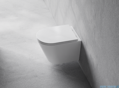 Besco Laax White miska WC wisząca + deska wolnoopadająca Laax White biały połysk #ZLA-B-DLB