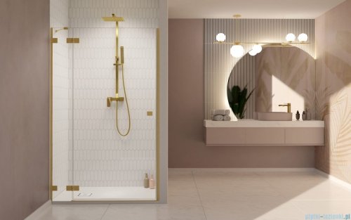 Radaway Essenza Pro Brushed Gold Dwj drzwi wnękowe 120cm lewe szczotkowane złoto 10099120-99-01L
