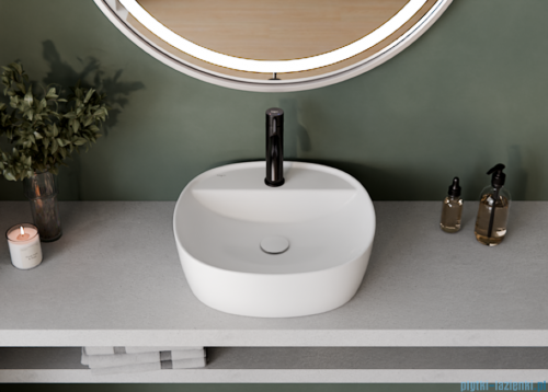 Besco Anes Cera-Line White umywalka nablatowa biała ø 40 cm biały połysk UNC-40-ANB