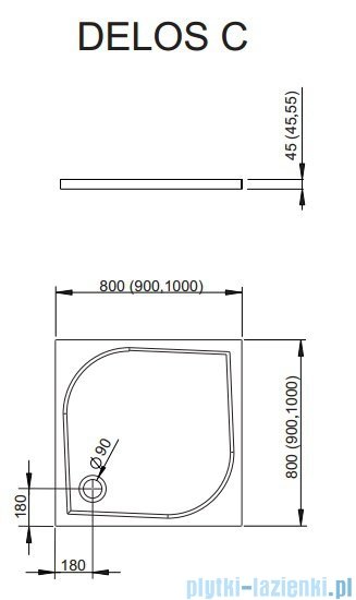 Radaway Eos II DWD+2S kabina 100x100x100x197 szkło przejrzyste + brodzik Delos C + syfon 3799402-01/3799412-01L/3799412-01R/SDC1010-01