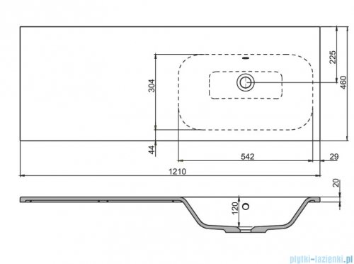 Oristo Are umywalka meblowa prawa konglomeratowa 120x46cm UME-AR-120-92-P-BO
