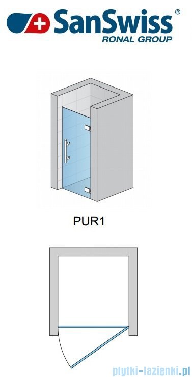 SanSwiss Pur PUR1 Drzwi 1-częściowe wymiar specjalny profil chrom szkło przejrzyste Prawe PUR1DSM21007