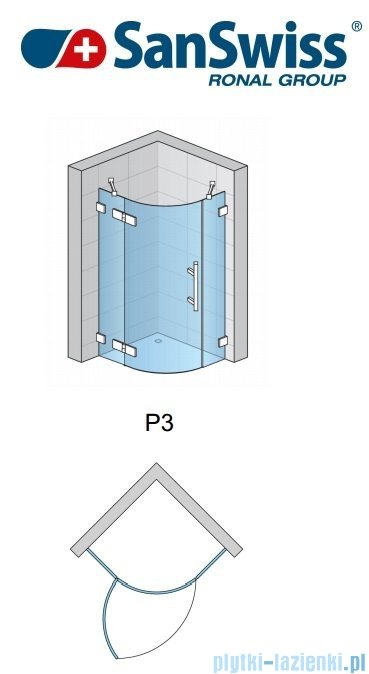 SanSwiss Pur PU4P Kabina półokrągła 100cm profil chrom szkło przezroczyste PU4P551001007