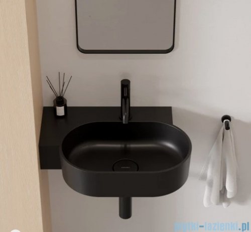 Omnires Ovo M+ umywalka nablatowa/wisząca lewa 55x38 cm black lava mat OVO555UWLBLV