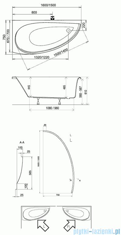 Ravak Panel do wanny Avocado 160X75cm P CZI1000A00