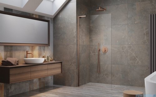 Radaway Modo SL II Brushed Copper kabina Walk-in 65x200 lewa szczotkowana miedź 10319065-93-01L