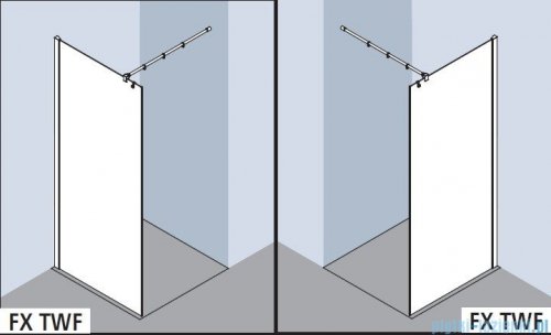 Kermi Filia Xp Ściana Walk-in Wall, stabilizator 45/przezroczyste KermiClean, profile srebrne 120x200cm FXTWG12020VPK