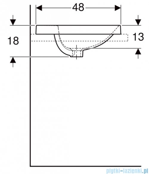 Geberit VariForm Umywalka okrągła z półką z otworem na baterię 48cm KeraTect 500.704.00.2