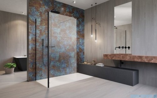 Radaway Modo New Black IV kabina Walk-in 100x85 czarny mat/szkło przejrzyste 389604-54-01/389085-54-01