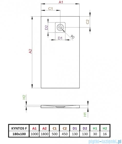 Radaway Kyntos F brodzik 180x100cm antracyt HKF180100-64
