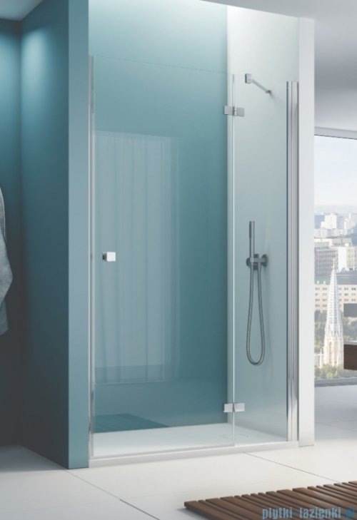 Ronal ANNEA AN13 Drzwi jednoczęściowe ze ścianką stałą w linii 90x200cm prawe srebrny połysk AN13D09005007