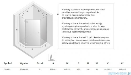 New Trendy Eventa kabina prysznicowa pięciokątna 90x90x200 cm przejrzyste lewa EXK-4613