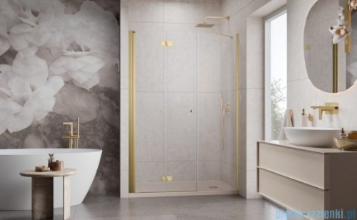 Radaway Nes Brushed Gold DWSB drzwi wnękowe 140cm W4 lewe złoto szczotkowane szkło przejrzyste 10044850-99-01L/10045550-01-01