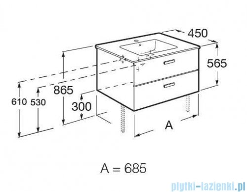 Roca Victoria Basic Unik zestaw szafka z umywalką 70x45x56 brzoza A855853422