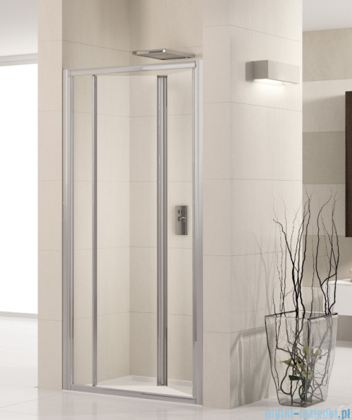 Novellini Drzwi prysznicowe harmonijkowe LUNES S 72 cm szkło przejrzyste profil srebrny LUNESS72-1B