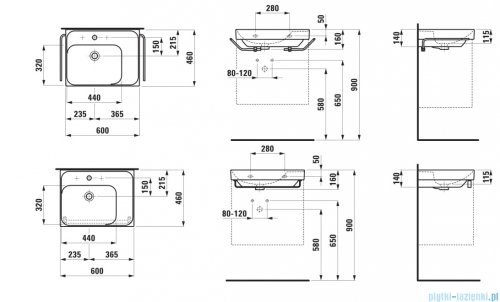 Laufen Meda umywalka ścienna 60x46cm biała H8171110001041