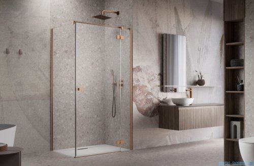 Radaway Essenza Kdj Brushed Copper kabina 80x90cm prawa szczotkowana miedź 1385043-93-01R/1384050-01-01