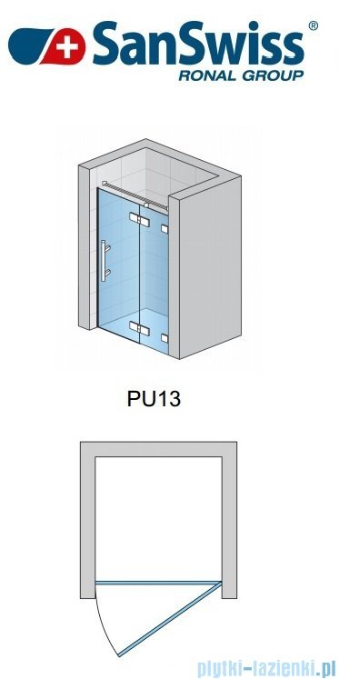 SanSwiss Pur PU13P Drzwi 1-częściowe wymiar specjalny profil chrom szkło przejrzyste Prawe PU13PDSM21007