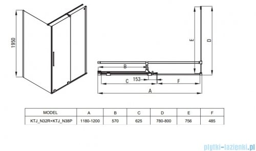 Deante Prizma Kabina prysznicowa prostokatna 100x90cm Chrom KPN0P10S09