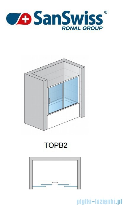 SanSwiss Top-Line TOPB2 Parawan nawannowy 2-częściowy 120-180cm profil biały TOPB2SM10407 