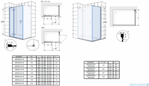 Roca Metropolis-N kabina prostokątna 120x80cm szkło przejrzyste AMP0812012M/AMP0908010M