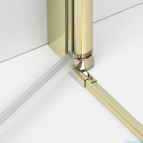 New Trendy New Soleo Light Gold 80x110x195 cm kabina lewa drzwi składane pojedyncze wspornik skośny złoty połysk/szkło przejrzyste  K-1905