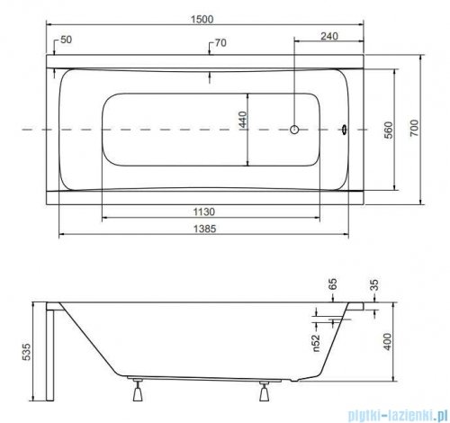 Besco Optima 150x70cm Wanna prostokątna #WAO-150-PK