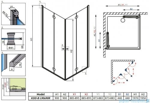 Radaway Eos KDD-B kabina prysznicowa 90x90 szkło intimato + brodzik Delos C + syfon 37303-01-12N